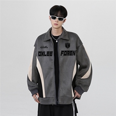 美式复古鹿皮绒棒球服外套男春夏翻领夹克外套JK308-P68，男装夹克，电商C307