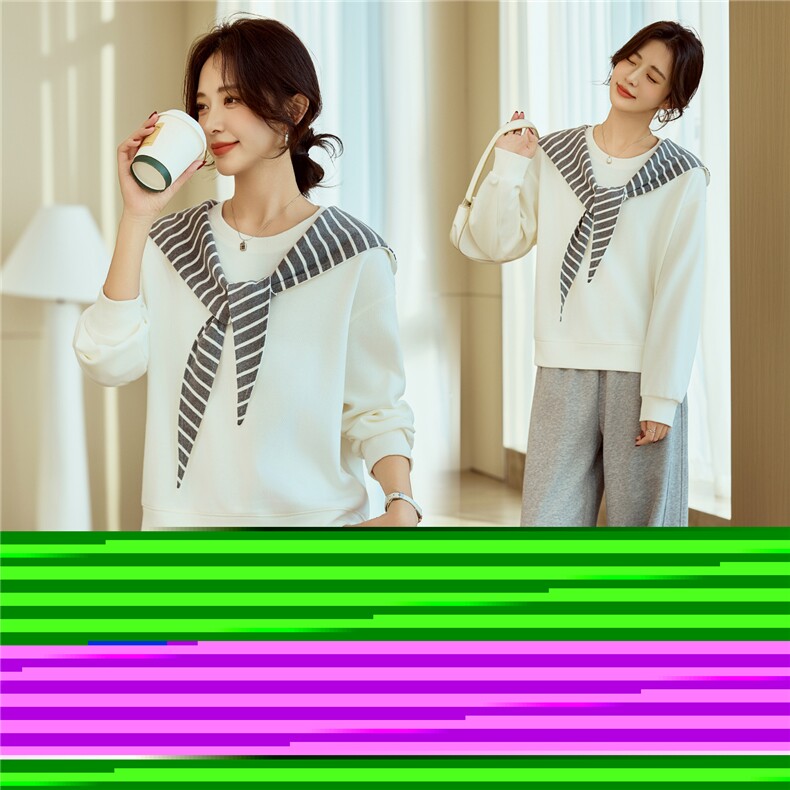 时尚休闲披肩卫衣两件套装女26春装新款圆领套头卫衣休闲直筒卫裤,女装卫衣/绒衫,梦懿尔