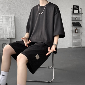 8XL-M青少年扎染短袖t恤休闲运动套装男生夏季宽松大码TZ38001P55图片