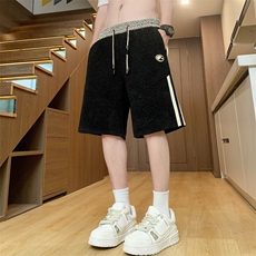 夏季休闲短裤男潮流时尚斜条纹五分裤户外宽松沙滩裤-L38-P28，男装牛仔裤，星座310B-3