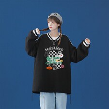 中性风2023秋季新款港风潮牌棋盘格印花宽松百搭卫衣B06p55控68，男装卫衣，A247A