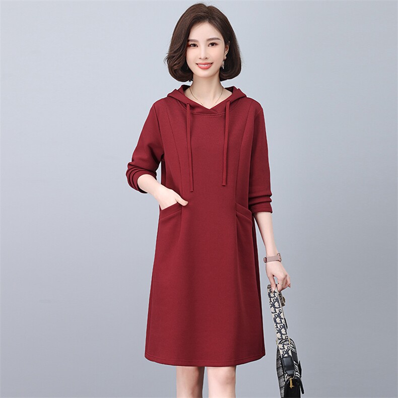 时尚显瘦长袖针织连衣裙优雅气质女装舒适百搭,女装连衣裙,韩派