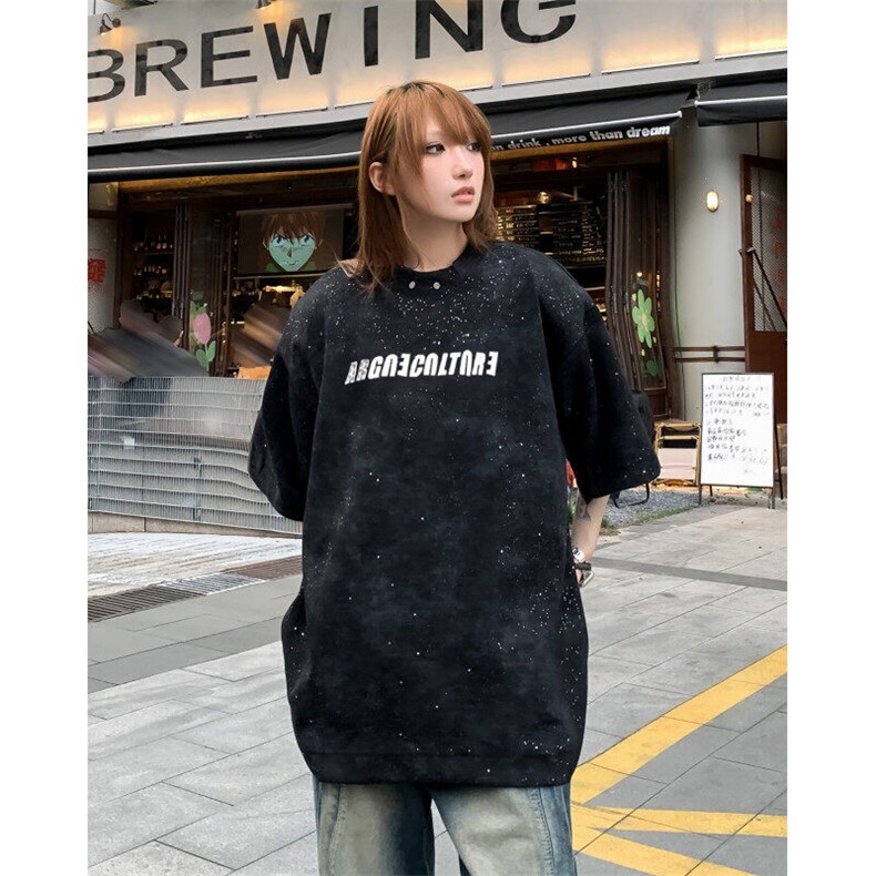 DX13-P48新款2024重磅短袖t恤男潮牌白色宽松高街半袖体恤夏季,男装T恤,星座603-2