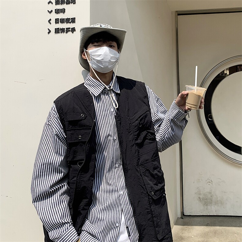 工装马甲男港风潮流多口袋个性帅气2024夏季新款ins外套W4822-P53,男装背心/马甲,星座412-3