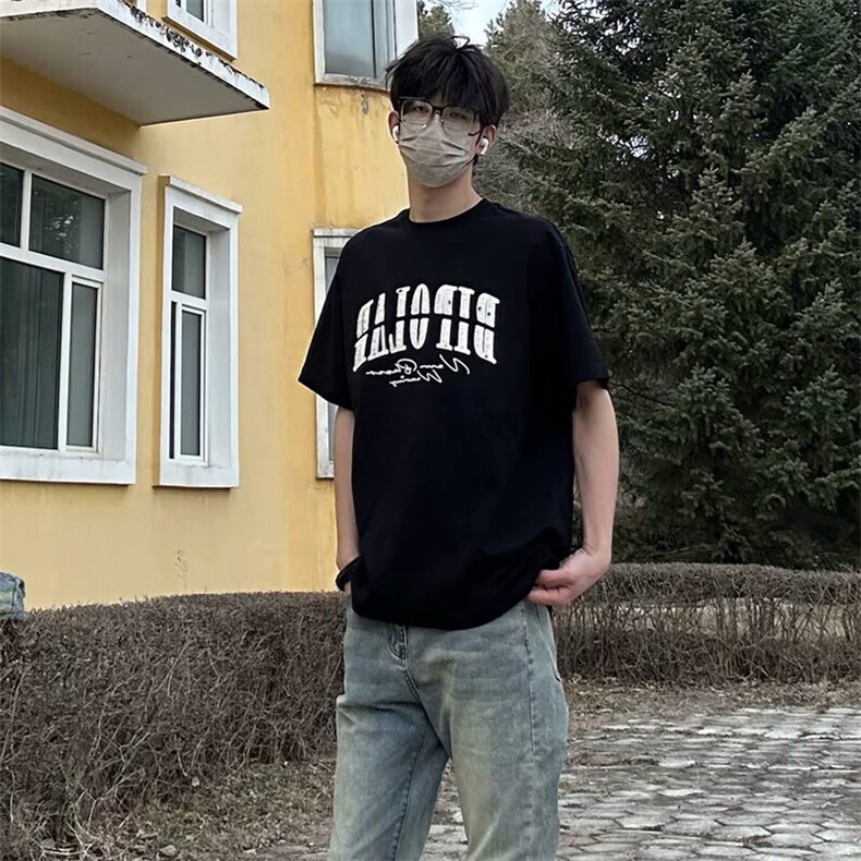 万针全刺绣工艺抖音得物高品质260克重磅纯棉双纱美式高街短袖T恤,男装T恤,电商A486