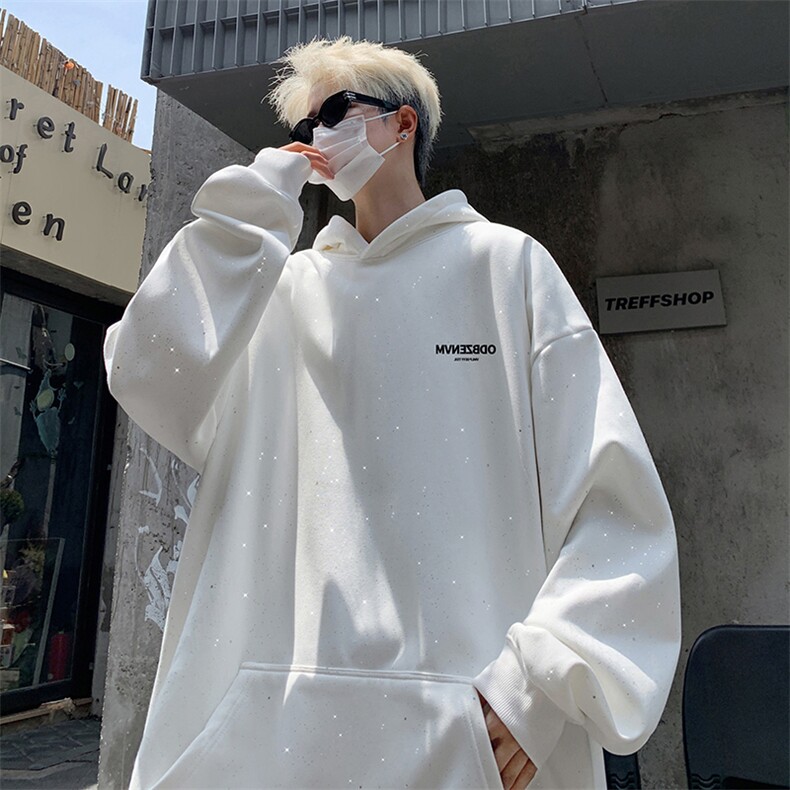 抖音得物高品质重磅全棉二开支持退换360克满天星连帽卫衣1004,男装卫衣,电商A486