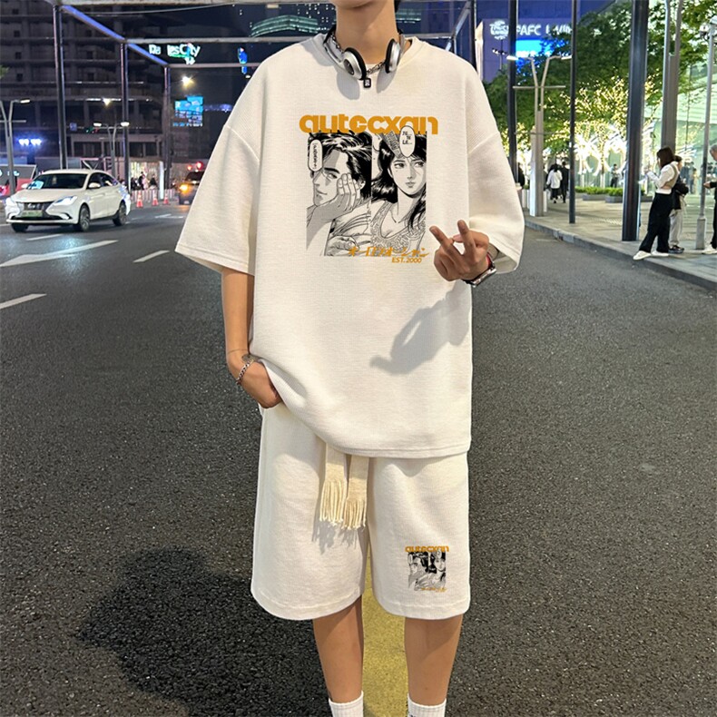 套装！ 华夫格套装短袖T恤短裤男 TZ219-特P 38图片