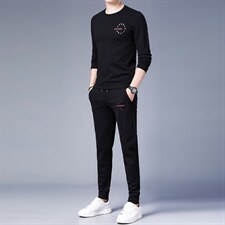 中年休闲运动套装男秋季爸爸装圆领套头卫衣中老年人运动服男春秋，男装休闲套装，电商B212（原钱塘6029）