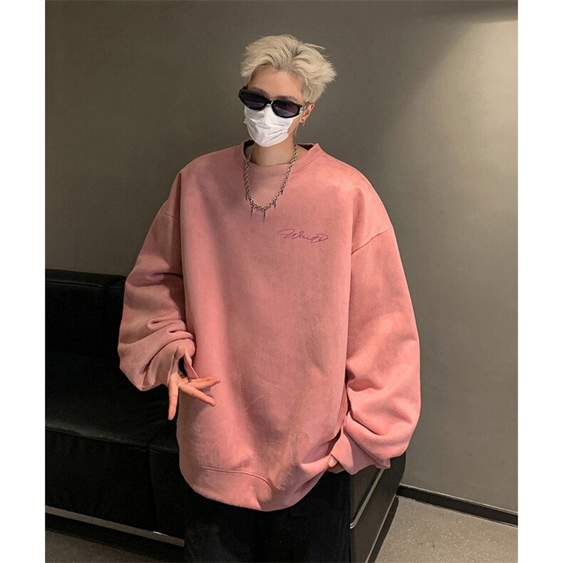 抖音得物供货提供视频秋冬重磅美式麂皮绒圆领卫衣JY559,男装卫衣,电商A486