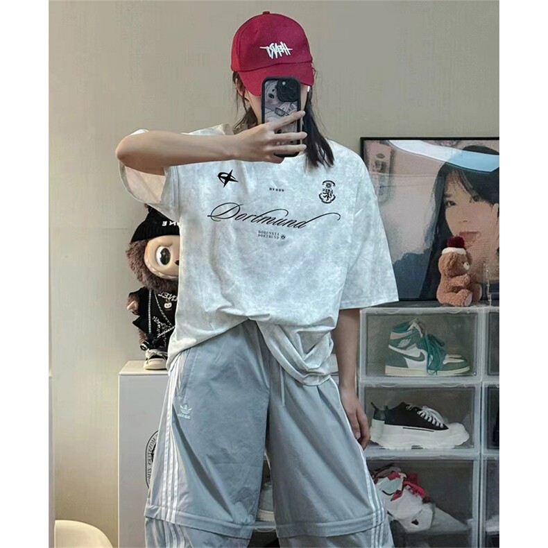 抖音得物供货240克美式潮美式高街复古做旧潮牌扎染印花T恤AT3102,男装T恤,电商A443