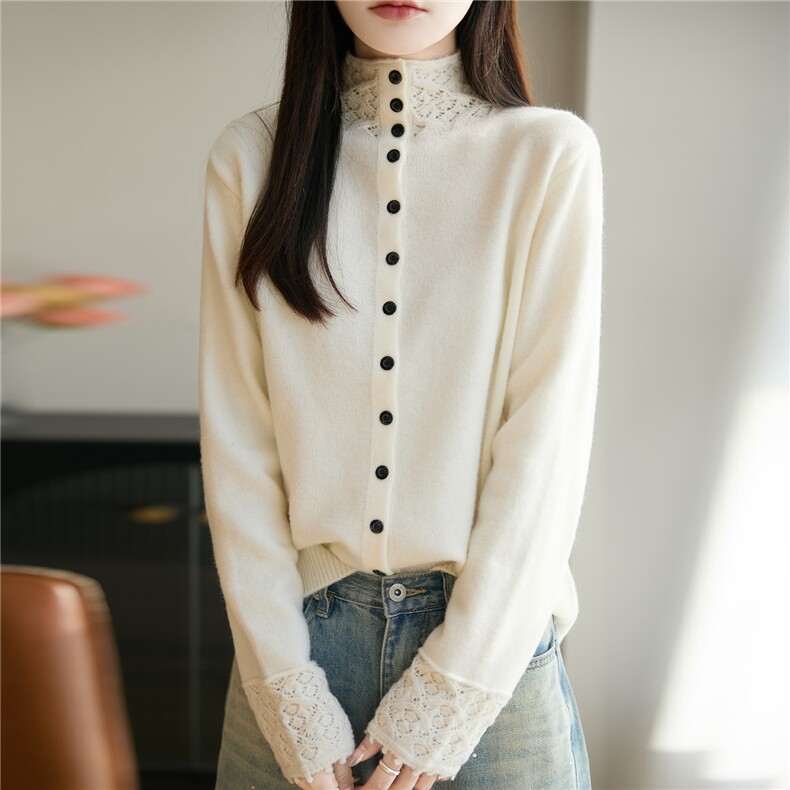 2025年秋季通勤套头时尚百搭通勤简约休闲高领针织衫，女装针织衫/毛衣，唐诺