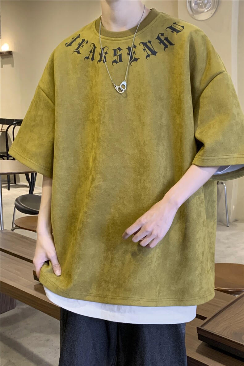 2023夏季新款美式字母印花圆领短袖宽松上衣T恤JK23234-p35-控48,男装T恤,星座605(原A050)
