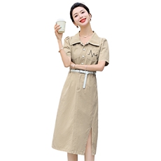 网红爆款衬衫式连衣裙女2025新款夏日穿搭气质洋气减龄收腰工装裙，女装连衣裙，丽美静依