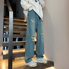 美式复古黄泥牛仔裤美街头破洞裤子情侣潮N0973-P43，男装牛仔裤，星座308B-1