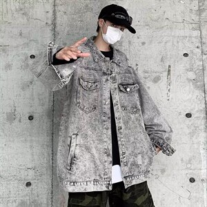 2026美式水洗做旧牛仔夹克ins潮复古设计感情侣外套W017-P47网图，男装夹克，电商B245