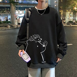 S6166-P28 加绒款-P33 秋季圆领卫衣男大码韩版宽松长袖外套图片