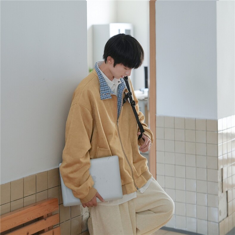 新款绒面麂皮外套拼接工装男女休闲宽松复古夹克513AJK2415P67,男装夹克,星座513A