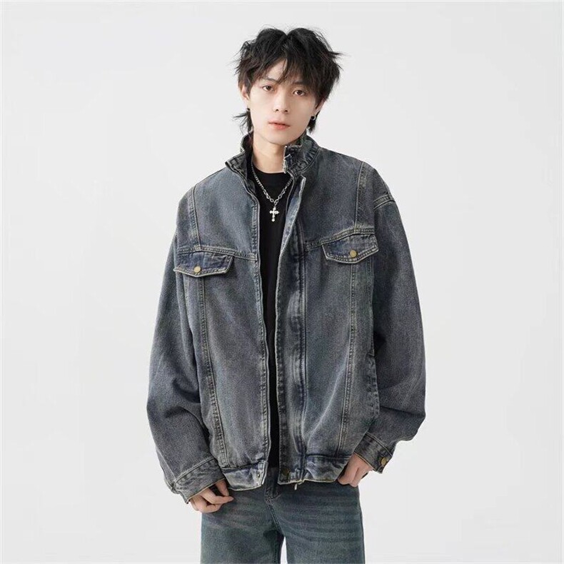 W9116-P73 网图现货 春季新款美式vibe做旧牛仔外套潮牌休闲夹克图片