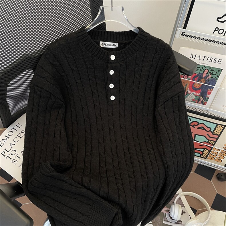 毛衣男秋冬季美式复古vintage慵懒风高级感宽松针织衫M144,男装针织衫/毛衣,星座1116A-1（原606A）