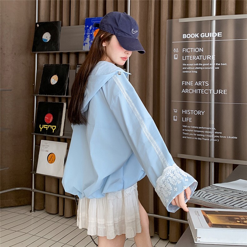 现货-蓝色蕾丝拼接外套203-8892-P145-K208，女装短外套，浙宝203