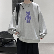 华夫格卫衣圆领卫衣男大码长袖t恤男外套HW76242-P30加绒款-P40，男装卫衣，电商A040