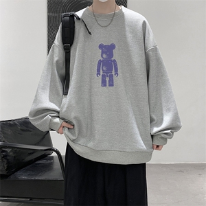 华夫格卫衣圆领卫衣男大码长袖t恤男外套 HW76242-P30加绒款-P40图片