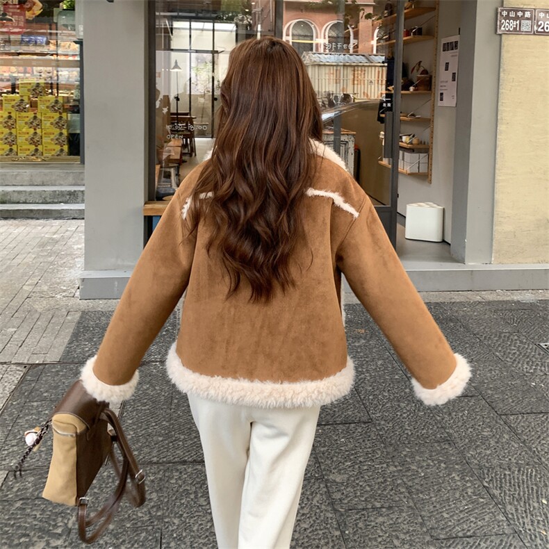高级感甜美鹿皮绒羊羔毛加厚外套2B138-811-P220K330,女装短外套,2B138