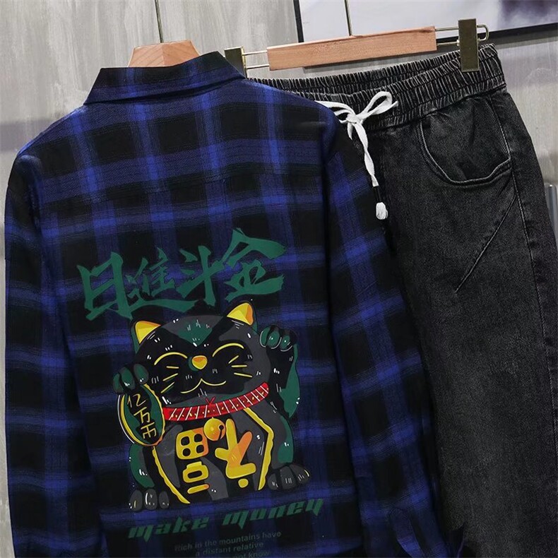 男春季衬衫港风日系格子长袖衬衫C2006P28,男装衬衫,星座1116-2