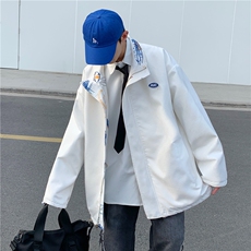 TP30W310两面穿风衣外套新款白底棒球服韩版宽松时尚夹克上衣，男装风衣，电商A170