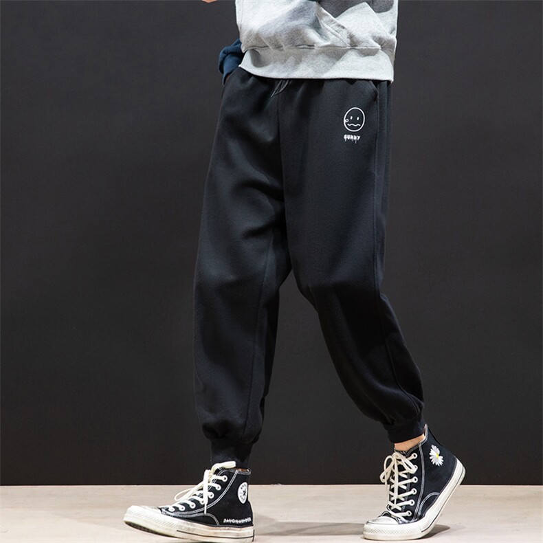 K12072-P40加绒P50束脚纯棉运动裤男士休闲裤大码宽松卫裤男,男装休闲裤,电商A040A