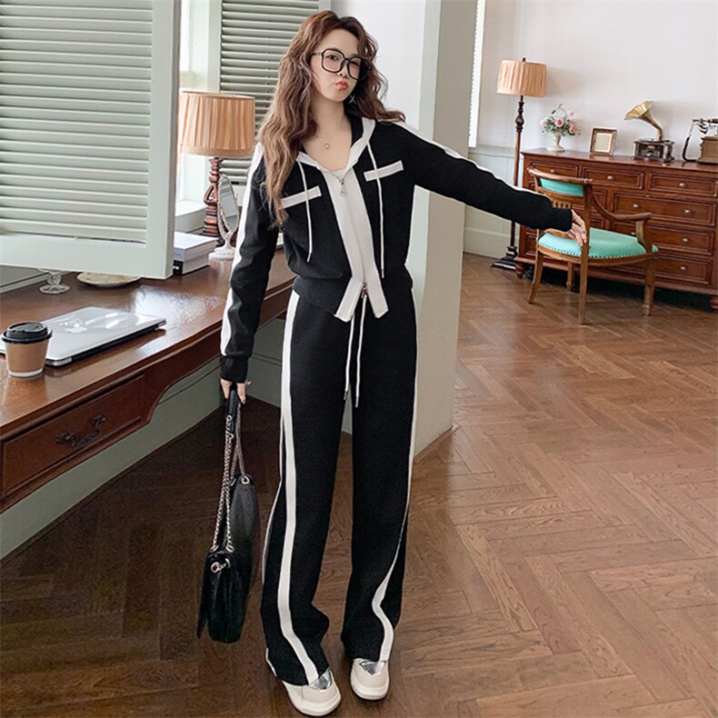 保罗奢伦多欧货夏季短袖运动套装女洋气高档显瘦阔腿裤两件套潮,女装套装/套裙,江南