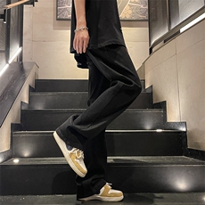 微喇弹力烟灰水泥色直筒牛仔裤K2378P55，男装牛仔裤，电商D325