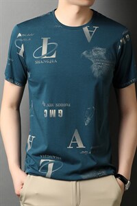 GR8602男士丝光棉夏季新款短袖t恤青年休闲纯色免烫体恤修身P40图片