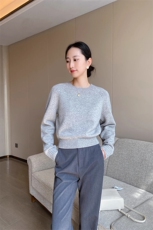 时尚百搭女士圆领羊毛衫简约纯色宽松显瘦毛衣，女装羊毛衫，泰沅羊绒
