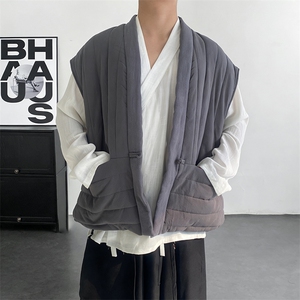 秋冬新中式棉麻纯棉马甲加厚保暖秋冬内搭短款背心男女坎肩外套图片