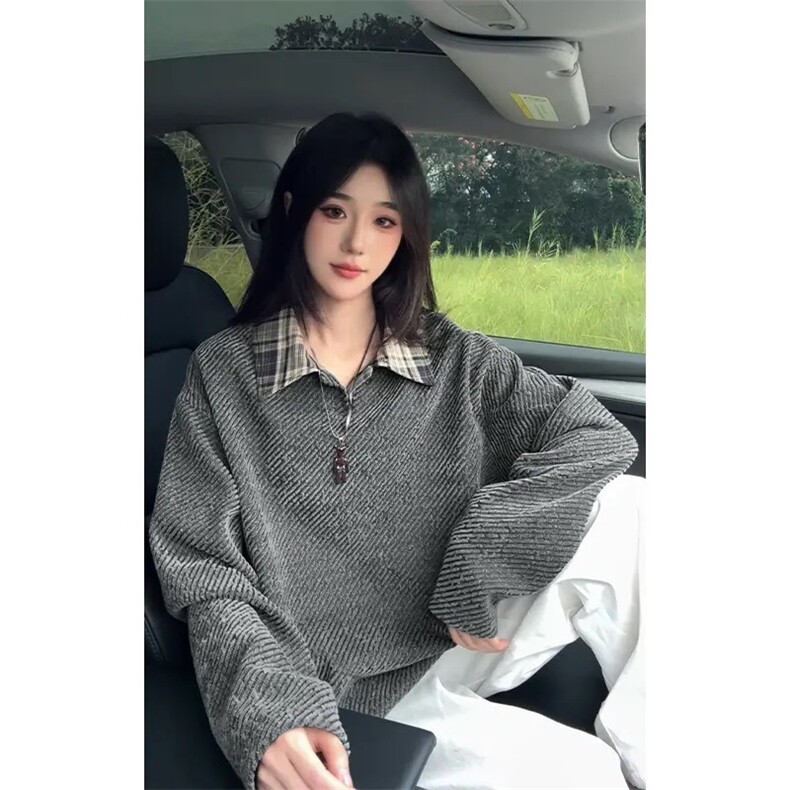 重磅Polo领百搭复古长袖卫衣男打底衫设计感513APL2761特P30图片