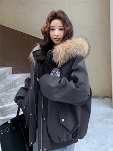 狐狸毛羽绒服女欧洲站2025冬新款加厚面包服潮服保暖派克服图片