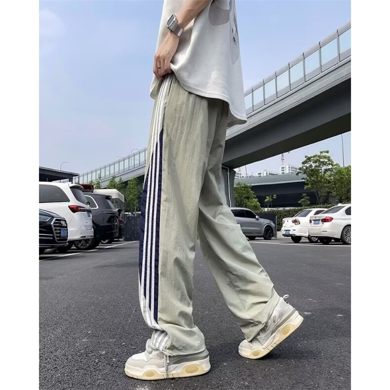 夏季速干休闲裤男三条杠撞色宽松束脚美式运动伞兵裤子K156-P42,男装休闲裤,星座1001-1