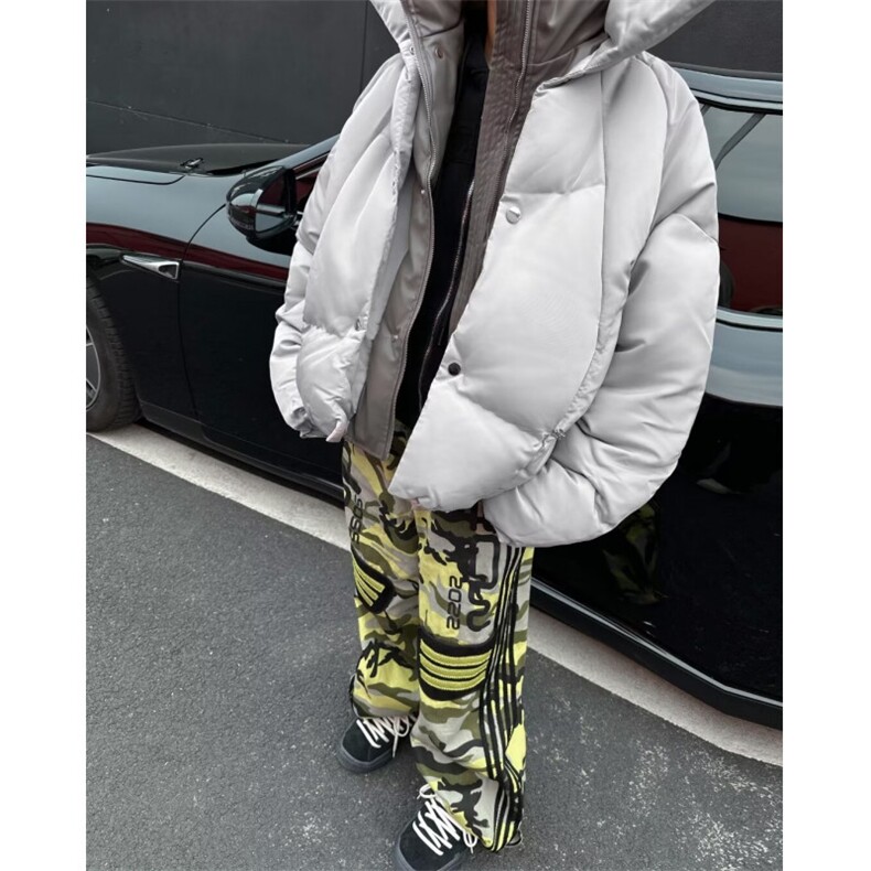 冬季新款美式潮牌双层领假两件棉服外套男士潮流加厚宽松棉,男装棉衣,星座1013