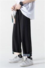 2023夏华夫格九分裤男无影墙大码翻边碎花搭扣9分裤子K23865-P40，男装休闲裤，电商A082