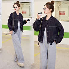 牛仔外套女春秋短款2025年新款设计感休闲宽松立领夹克小个子上衣，女装套装/套裙，美拉德工厂直营店