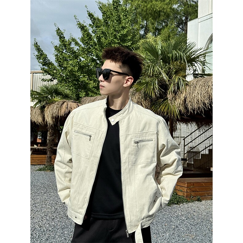 26春装高品质老钱风立领夹克外套男女美式潮牌拉链工装风宽松上衣，男装夹克，电商A486