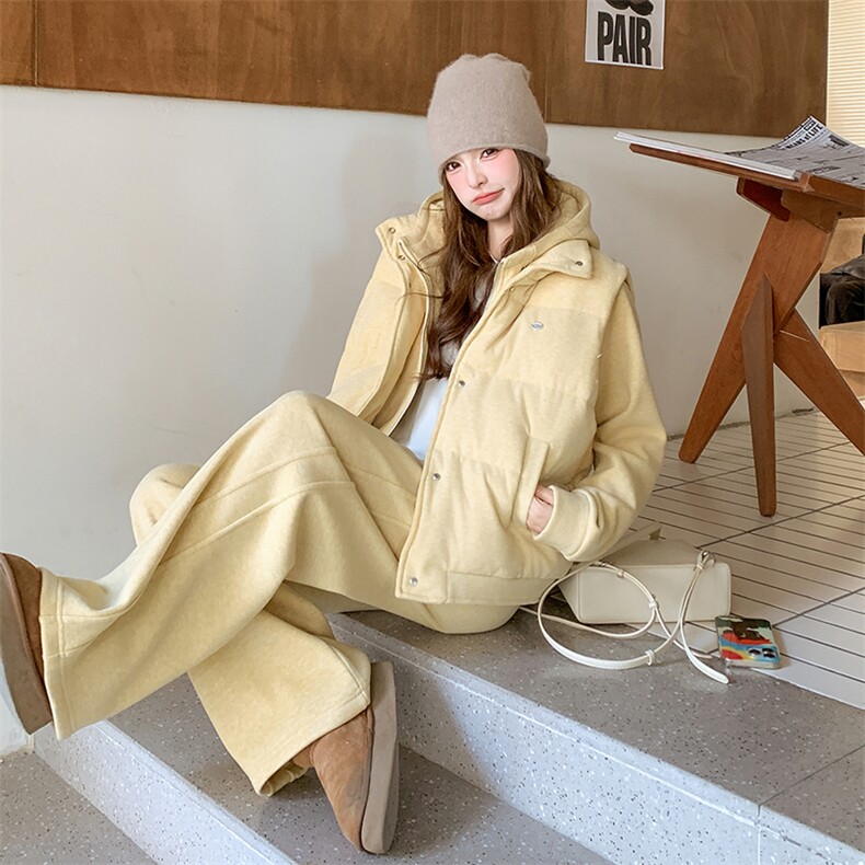 24冬季加绒卫衣套装+羽绒马甲三件套两色可选668-P345-K458,女装套装/套裙,2C317