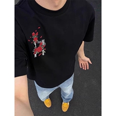 前后全刺绣纯棉短袖ZX0284-P35，男装T恤，星座313A(原308A-2)