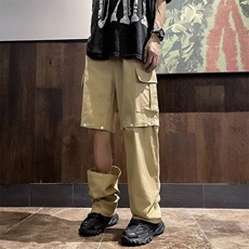 纯色小众休闲百搭裤子男2023夏季新款纯色可拆一裤两穿情侣潮，男装休闲裤，星座601-2