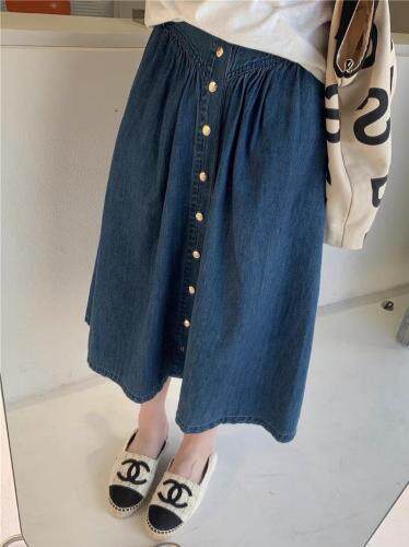 夏季新款金色纽扣半裙，女装半身裙，不凡