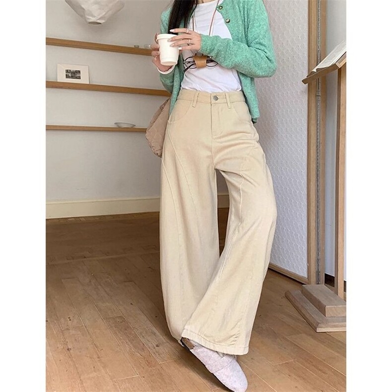ins风潮流个性遮肉高腰阔腿牛仔裤女春秋季显瘦垂感拖地牛仔裤,男装牛仔裤,星座506A