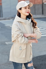 舒适时尚风衣潮流长袖2021年春季中长款休闲优雅，女装风衣，贵人树