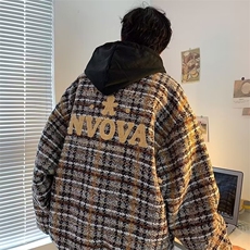 外套男新款气质格子高端春秋减龄新款宽松棒球服开衫HH9205P48，女装短外套，星座1013-5