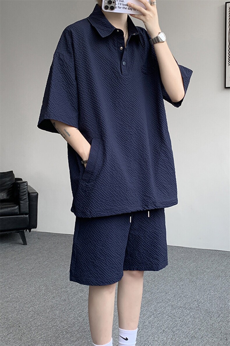 8XL-M日系工装短袖衬衫男夏季POLO衫t恤休闲运动套装TZ38004特P55,男装Polo衫,电商B312
